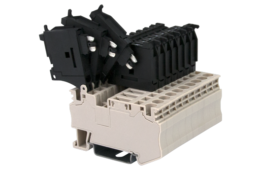 Cầu đấu cầu chì LED 24V Dinkle AK4-TFL24 (lò xo)